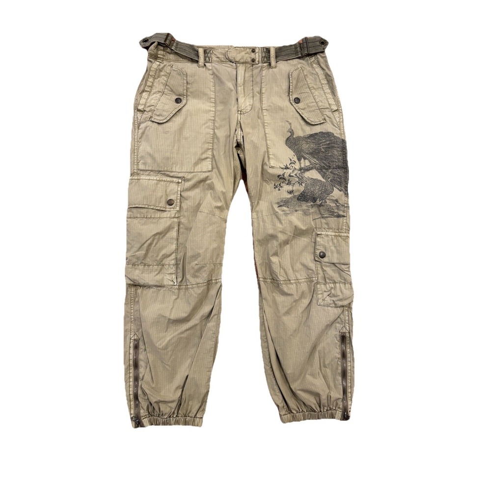 Ralph Lauren Military Ripstop Peacock Print Parachute Cargo Pants Women's 10